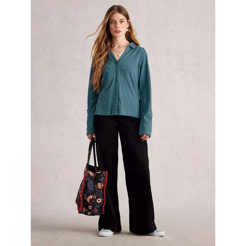 White Stuff Annie Embroidered Jersey Shirt image number 3